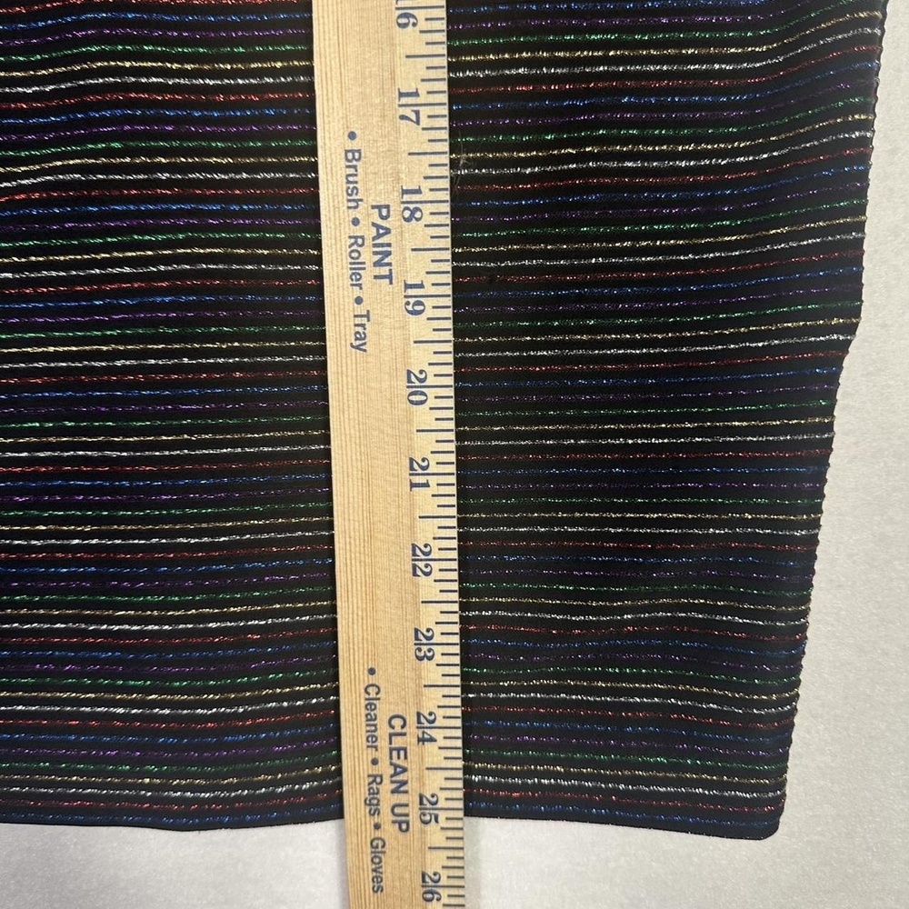 Eci Black Multi-Colored Glitter Striped Knee-Length Pencil Skirt Size Medium - Picture 8 of 8